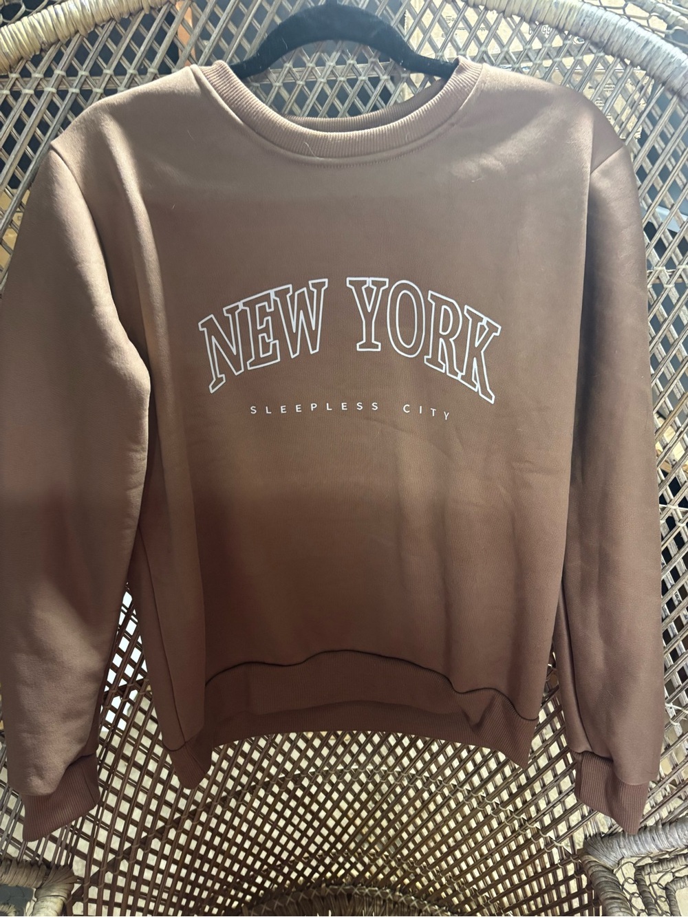 Brown 'New York' Graphic Crewneck Sweater